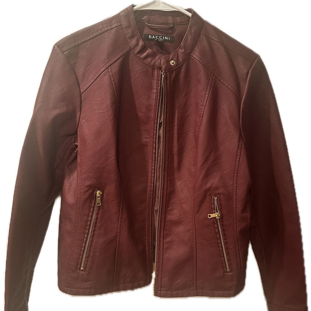 Baccini Deep Red Leather Jacket